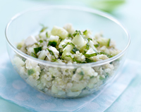 taboul de quinoa, concombre de france, menthe et fta