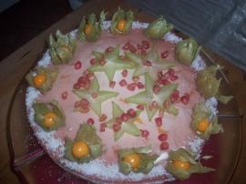 gteau  la noix de coco et aux fruits exotiques
