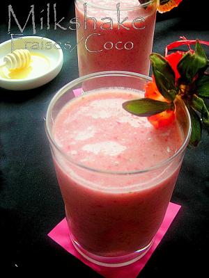 Milkshake fraise lait de coco