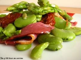 salade de fèves aux asperges et magret de canard
