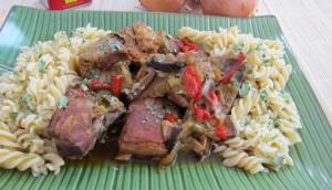 agneau  la bire et aux ptes fusilli