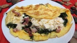 omelette au chèvre et pissenlits