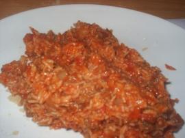 riz à la tomate et viande hachée
