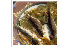 sardines frites et courgettes aux piments