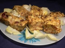 cake aux foies de volaille, aux poires et  l edam