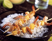 brochettes de melon et de gambas