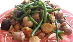 navets et haricots verts au wok