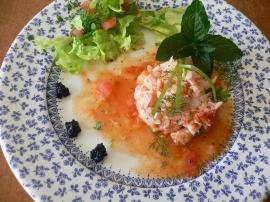 salade de crabe en vinaigrette de tomates