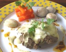 blanquette d agneau, sabayon  l ail et au basilic