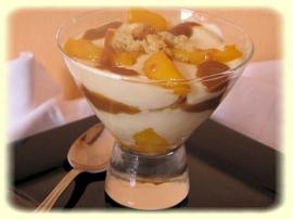 verrine aux pches et son crumble au caramel