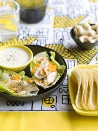 bouches de salade caesar aux clats de tuiles