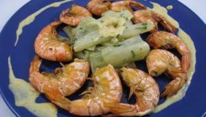 crevettes  l anis et sauce  l orange