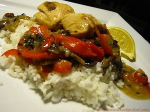Poulet aux poivrons champignons et sa sauce citronne pice au poivre de Sichuan  
