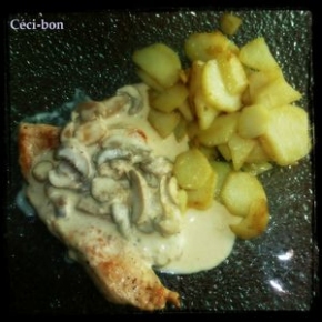 Escalopes de dindes champignons crme et pommes de terre sautes Cci bon