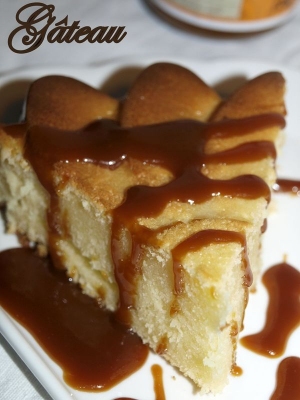 Gteau au lait ferment chocolat blanc et coulis au caramel au beurre sal Partenaire  
