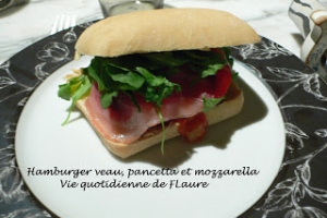 hamburger veau pancetta et mozzarella  