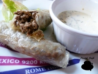 Nems au boeuf et crme  l  ail