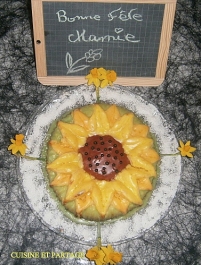 gâteau moelleux citron vert coco déco glaçage tournesol" bonne fête des mamies"