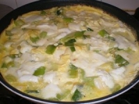 Omelette aux poireaux et  la mozzarella