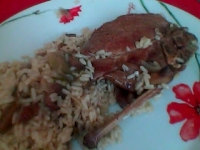 Ctes de porc moelleuses et son riz aux lgumes