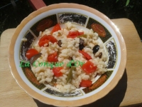 Salade de riz aux haricots verts et poivron rouge