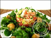 Salade de poulet mariné crevettes et pamplemousse de Cyril Lignac