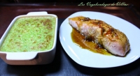 Pavs de saumon caramel d  agrumes mousse de petits pois