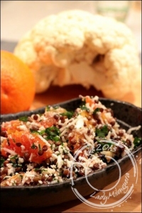 Salade de lentilles noires chou fleur et orange