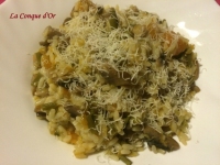 Risotto aux asperges champignons et courge rouge de Sicile