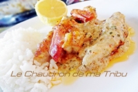 Queues de lotte & gambas au lait de coco