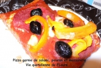 Pizza garnie de salami poivron et mozzarella Vie quotidienne de FLaure