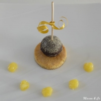 Tarte au chocolat revisite en sucette acidule