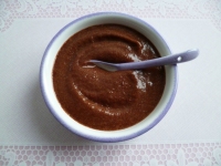 crème dessert pomme chocolat (hyperprotéinée diététique sans oeuf sans gluten sans cuisson et riche en fibres)