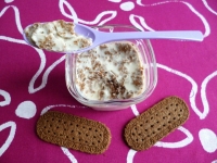yaourts maison de soja au crumble de biscuits cacaotés complets Fibroki (diététiques et très riches en fibres)
