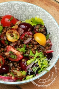 Salade de lentilles aux cerises et parfums asiatiques