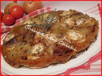 Tarte tatin aux oignons tomates et fromage de chvre