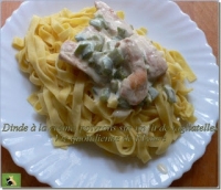 Dinde  la crme poivrons sur un lit de tagliatelles