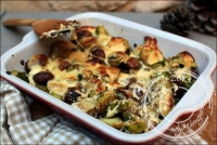 Gratin de choux de Bruxelles aux chtaignes et aux noix