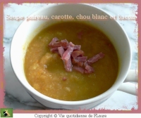 Soupe mouline poireau carotte chou et bacon