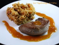 Noisettes d  agneau au coulis de figues de Barbarie riz au potimarron