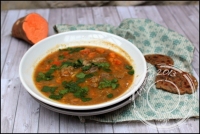 Soupe pice  l  agneau et  la patate douce et ses petits pains au fenouil
