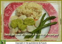 Saint Jacques et risotto à la crème d  asperges