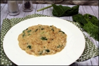 Risotto d  orge perl pinards frais et tomme de Savoie