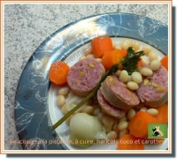 Saucisson  la pistache  cuire haricots coco et carottes