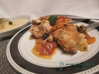 Lapin en sauce au olives accompagn de polenta crmeuse