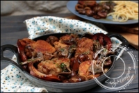 Filet mignon de porc au cidre et chtaignes et champignons persills