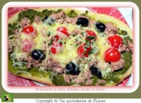Bruschetta au thon tomates cerise et olives