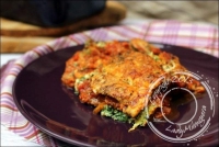 Gratin d  aubergines en lasagne au parmesan ricotta et pinards