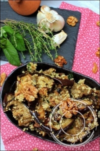 Salade d  aubergines grilles au millet et  la menthe