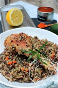 Poulet au romarin et au citron et son risotto de quinoa